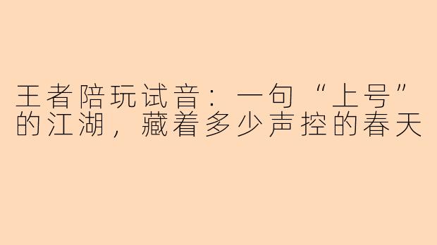 王者陪玩试音:一句“上号”的江湖,藏着多少声控的春天