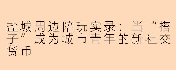 盐城周边陪玩实录:当“搭子”成为城市青年的新社交货币