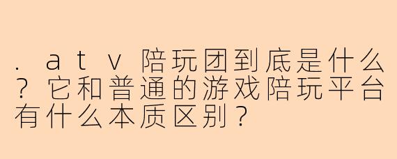 .atv陪玩团到底是什么?它和普通的游戏陪玩平台有什么本质区别?