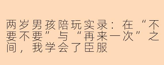 两岁男孩陪玩实录：在“不要不要”与“再来一次”之间，我学会了臣服
