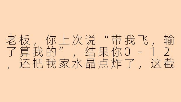 老板，你上次说“带我飞，输了算我的”，结果你0-12，还把我家水晶点炸了，这截图我能发朋友圈吗？