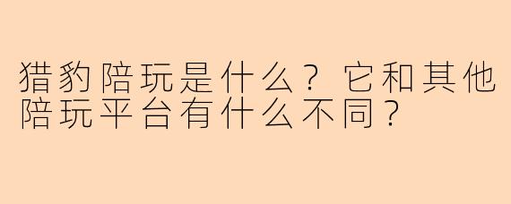 猎豹陪玩是什么?它和其他陪玩平台有什么不同?