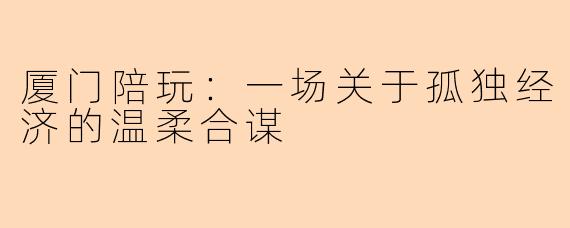 厦门陪玩：一场关于孤独经济的温柔合谋
