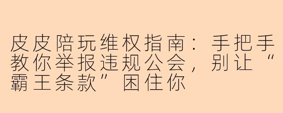 皮皮陪玩维权指南:手把手教你举报违规公会,别让“霸王条款”困住你