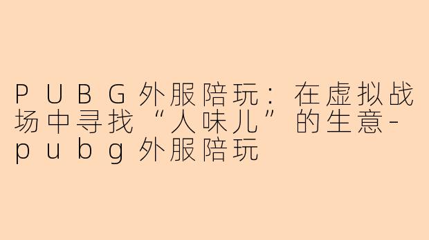 PUBG外服陪玩：在虚拟战场中寻找“人味儿”的生意-pubg外服陪玩