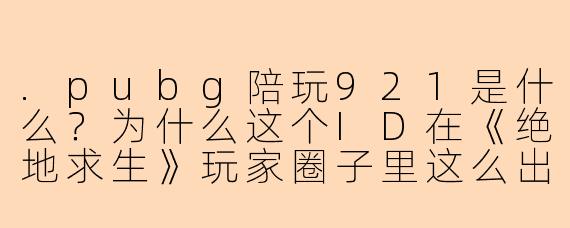 .pubg陪玩921是什么?为什么这个ID在《绝地求生》玩家圈子里这么出名?