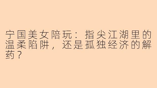 宁国美女陪玩:指尖江湖里的温柔陷阱,还是孤独经济的解药?