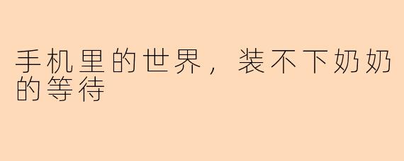 手机里的世界，装不下奶奶的等待