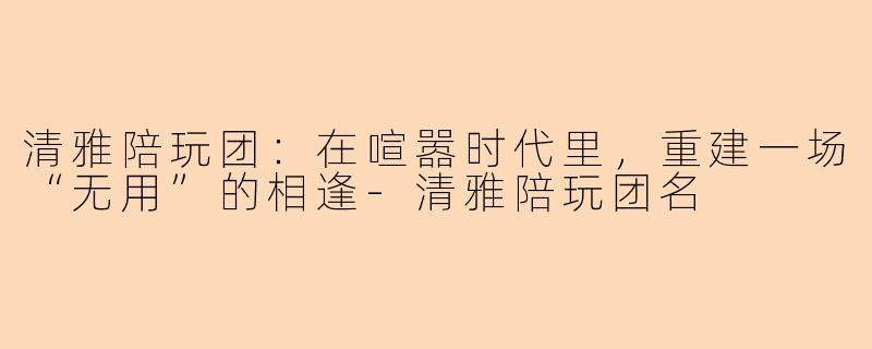 清雅陪玩团:在喧嚣时代里,重建一场“无用”的相逢-清雅陪玩团名