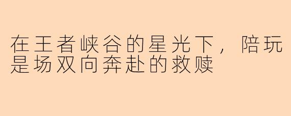 在王者峡谷的星光下,陪玩是场双向奔赴的救赎
