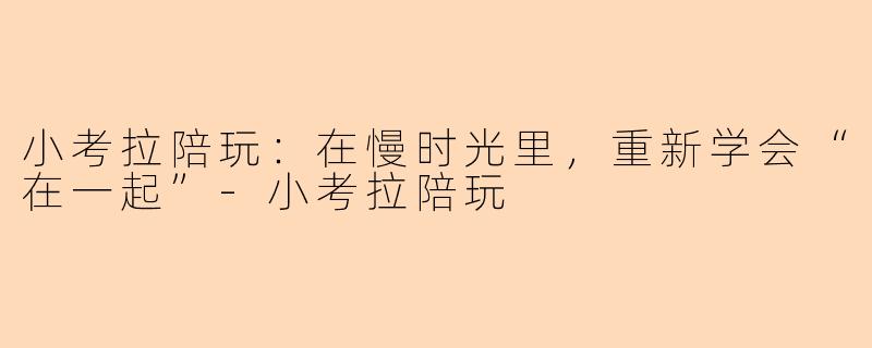 小考拉陪玩:在慢时光里,重新学会“在一起”-小考拉陪玩