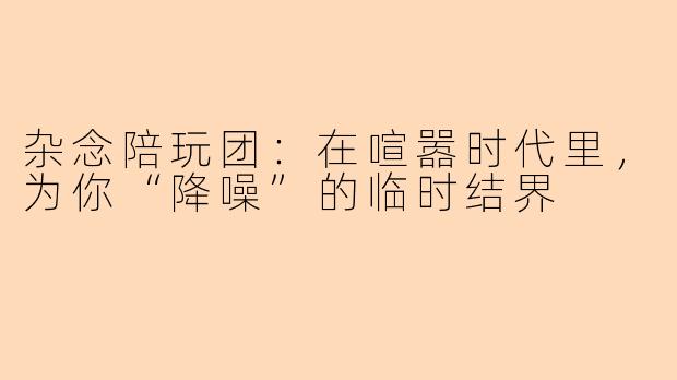 杂念陪玩团:在喧嚣时代里,为你“降噪”的临时结界