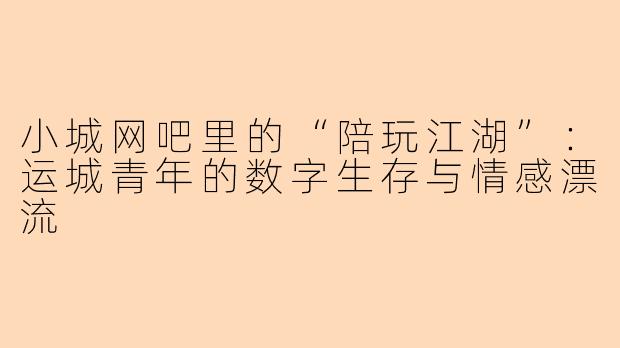 小城网吧里的“陪玩江湖”：运城青年的数字生存与情感漂流