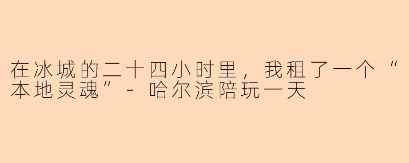 在冰城的二十四小时里,我租了一个“本地灵魂”-哈尔滨陪玩一天
