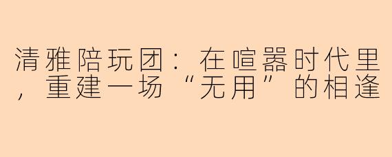 清雅陪玩团:在喧嚣时代里,重建一场“无用”的相逢