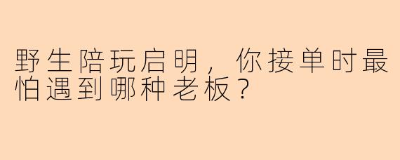 野生陪玩启明,你接单时最怕遇到哪种老板?