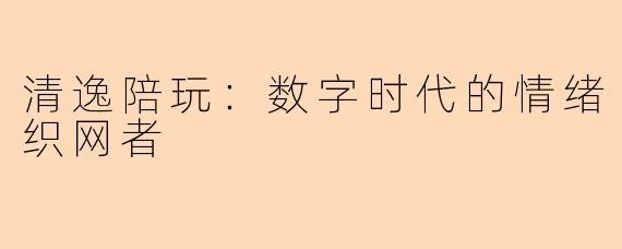 清逸陪玩：数字时代的情绪织网者