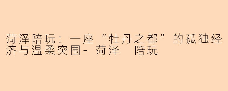 菏泽陪玩：一座“牡丹之都”的孤独经济与温柔突围