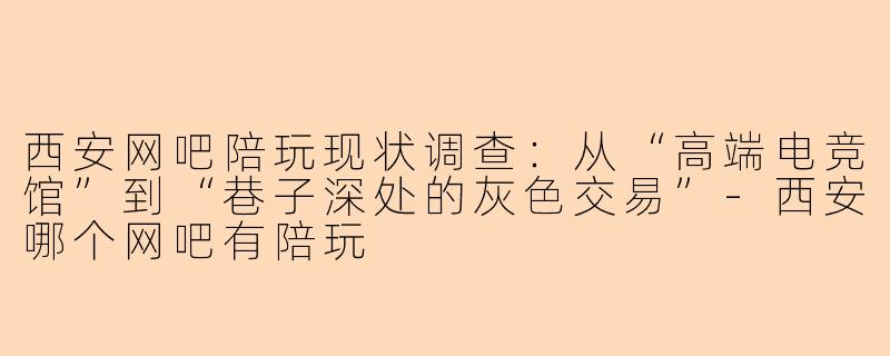 西安网吧陪玩现状调查:从“高端电竞馆”到“巷子深处的灰色交易”-西安哪个网吧有陪玩