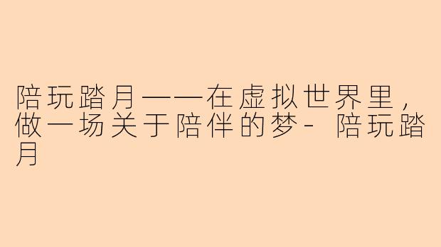 陪玩踏月——在虚拟世界里，做一场关于陪伴的梦