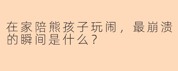 在家陪熊孩子玩闹，最崩溃的瞬间是什么？
