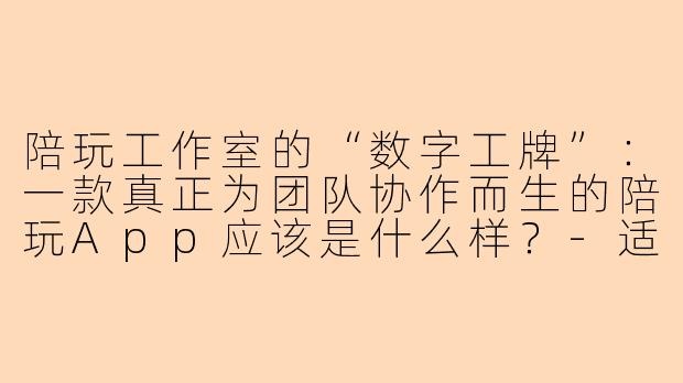 陪玩工作室的“数字工牌”:一款真正为团队协作而生的陪玩App应该是什么样?-适合陪玩工作室的陪玩app