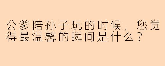 公爹陪孙子玩的时候，您觉得最温馨的瞬间是什么？