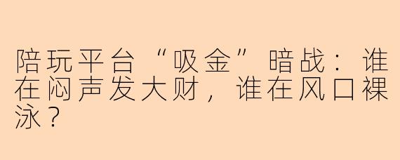 陪玩平台“吸金”暗战:谁在闷声发大财,谁在风口裸泳?