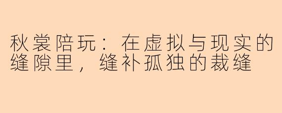 秋裳陪玩：在虚拟与现实的缝隙里，缝补孤独的裁缝