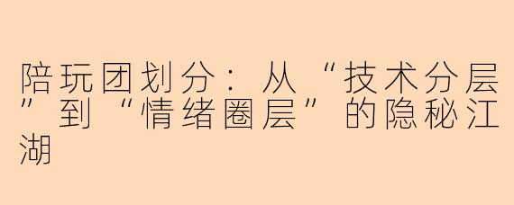 陪玩团划分：从“技术分层”到“情绪圈层”的隐秘江湖