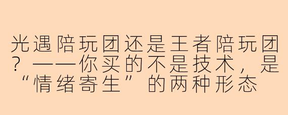 光遇陪玩团还是王者陪玩团?——你买的不是技术,是“情绪寄生”的两种形态