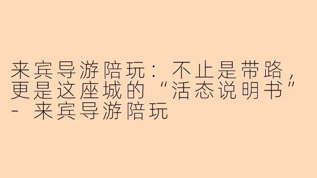 来宾导游陪玩:不止是带路,更是这座城的“活态说明书”-来宾导游陪玩