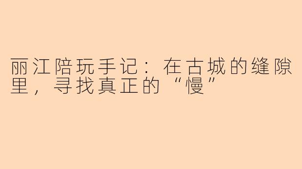 丽江陪玩手记:在古城的缝隙里,寻找真正的“慢”