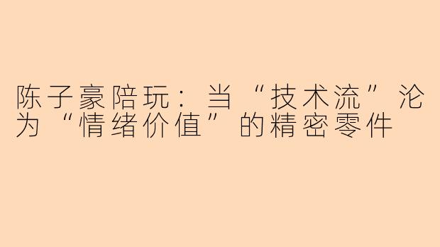 陈子豪陪玩：当“技术流”沦为“情绪价值”的精密零件
