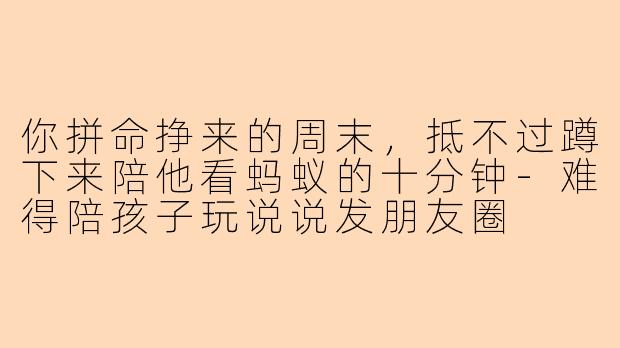 你拼命挣来的周末,抵不过蹲下来陪他看蚂蚁的十分钟-难得陪孩子玩说说发朋友圈