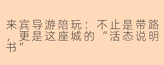 来宾导游陪玩:不止是带路,更是这座城的“活态说明书”