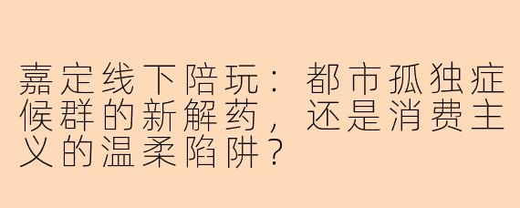 嘉定线下陪玩:都市孤独症候群的新解药,还是消费主义的温柔陷阱?