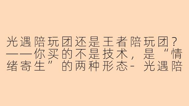 光遇陪玩团还是王者陪玩团?——你买的不是技术,是“情绪寄生”的两种形态-光遇陪玩团还是王者陪玩团