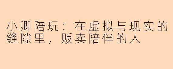 小卿陪玩:在虚拟与现实的缝隙里,贩卖陪伴的人