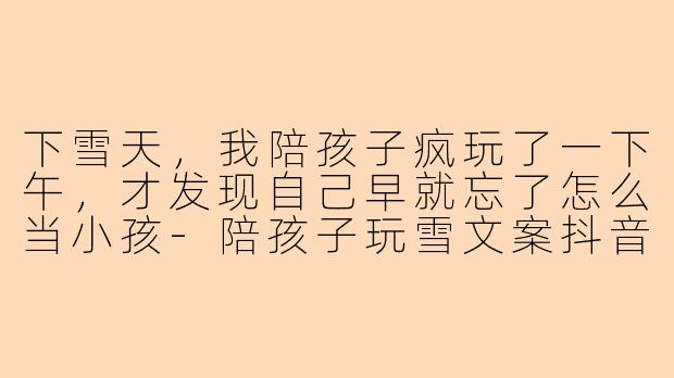 下雪天,我陪孩子疯玩了一下午,才发现自己早就忘了怎么当小孩-陪孩子玩雪文案抖音